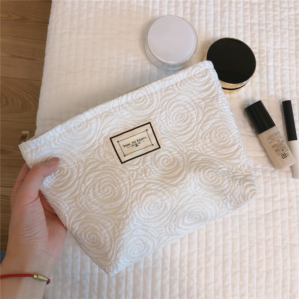 377 Embossment Rose Design Makeup Bag Cosmetic Bag Large Capacity Cotton Cloth Travel Toiletry Bag Accessories Organizer Pouch 377 Embossment Rose Design Makeup Bag Cosmetic Bag Large Capacity Cotton Cloth Travel Toiletry Bag Accessories Organizer Pouch